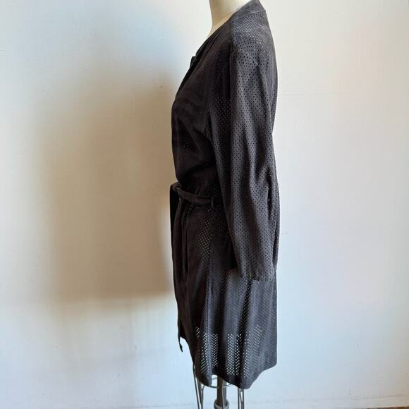 SARACENO BELLAGIO Suede Mesh Belted Cardigan - Picture 4 of 9